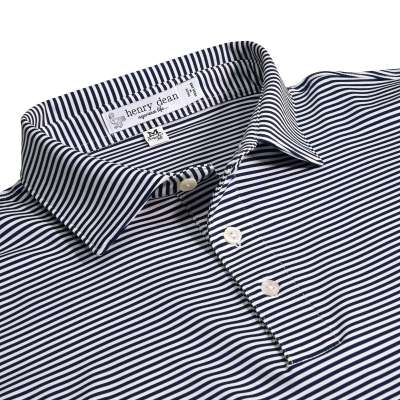 2-Color Stripe Performance Knit Polo